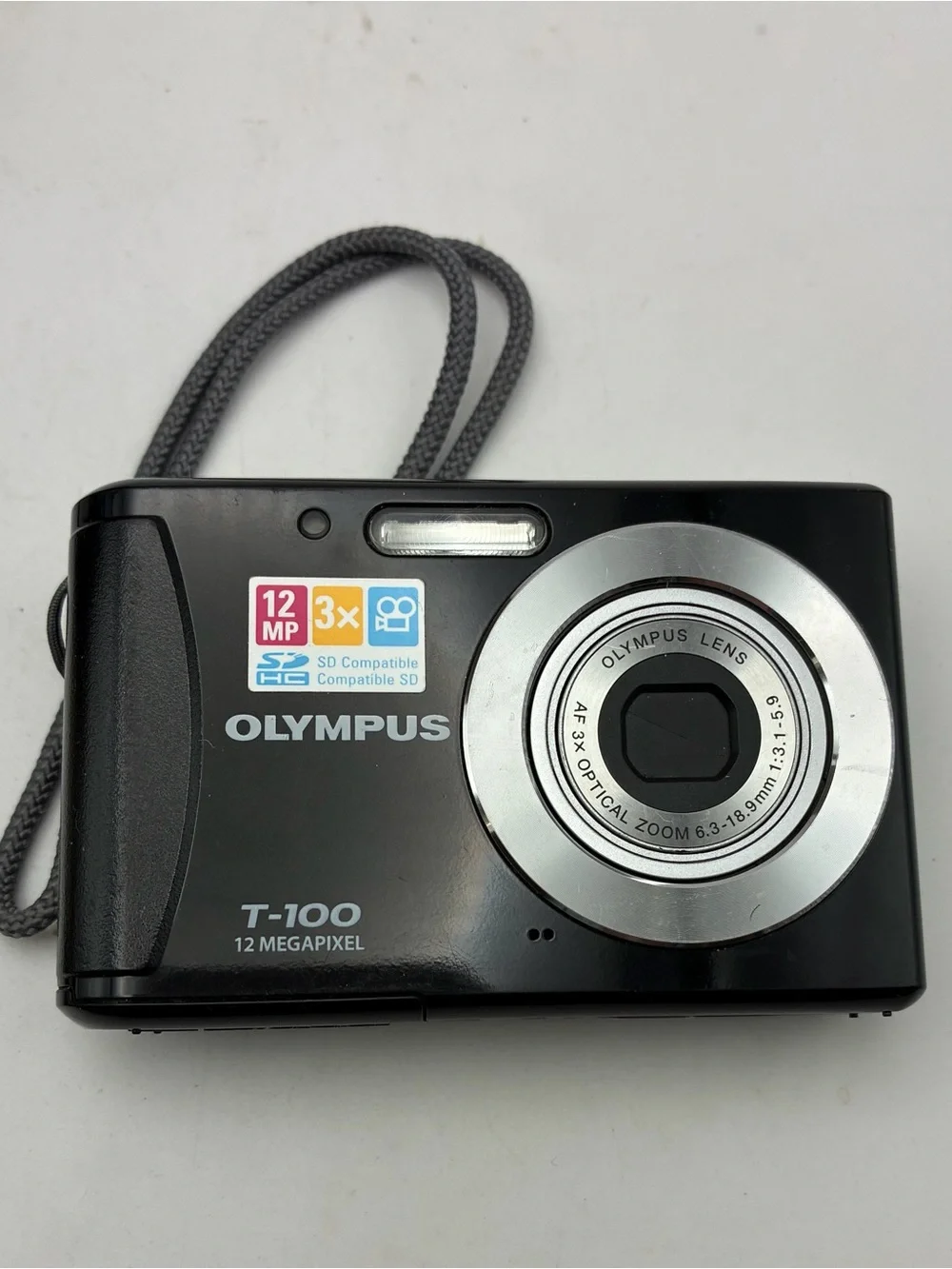 Olympus T-100 12MP Digital Camera Black Box Accessories UNTESTED No Charger
